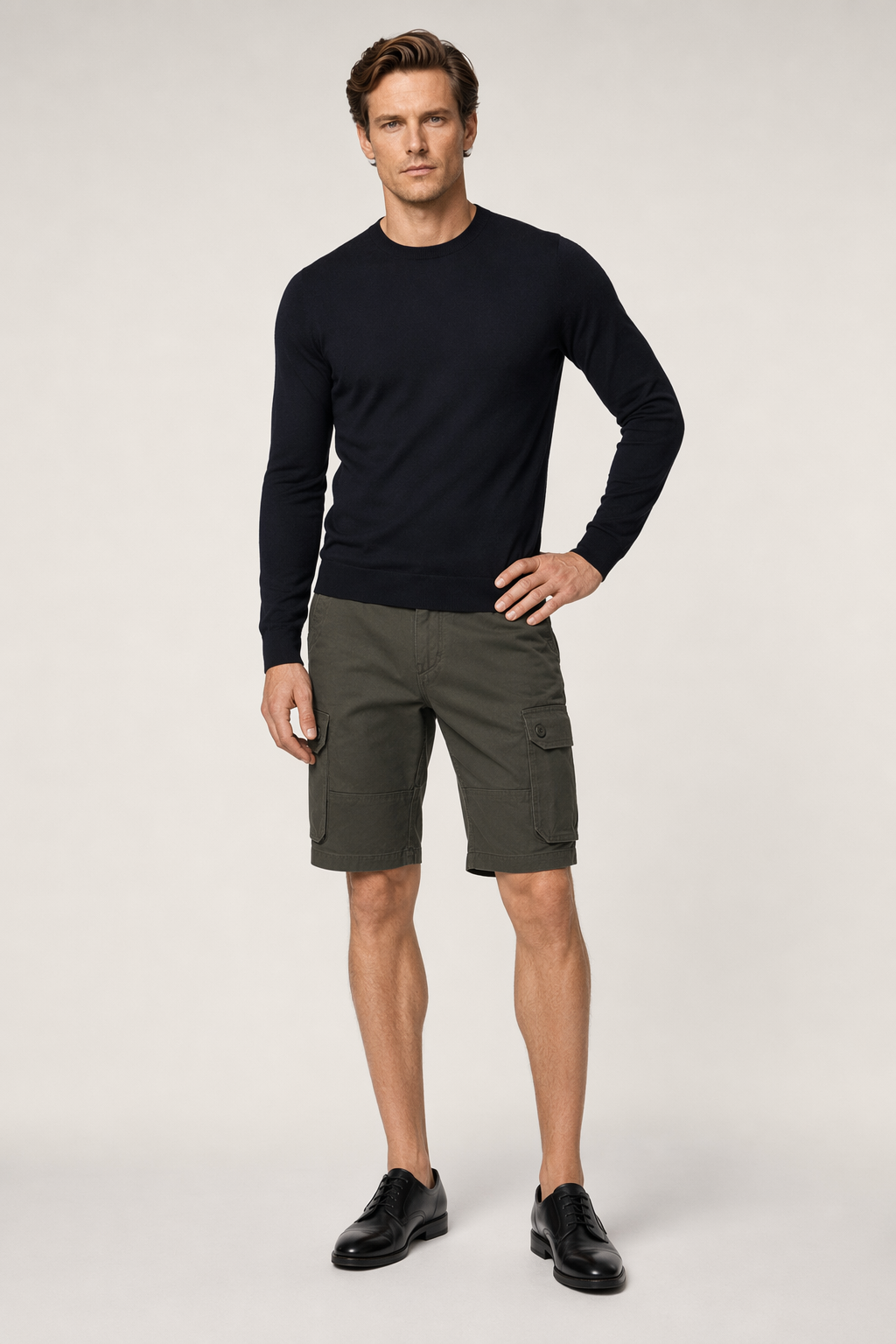 Casual Shorts with Multiple Pockets for Men Army Green