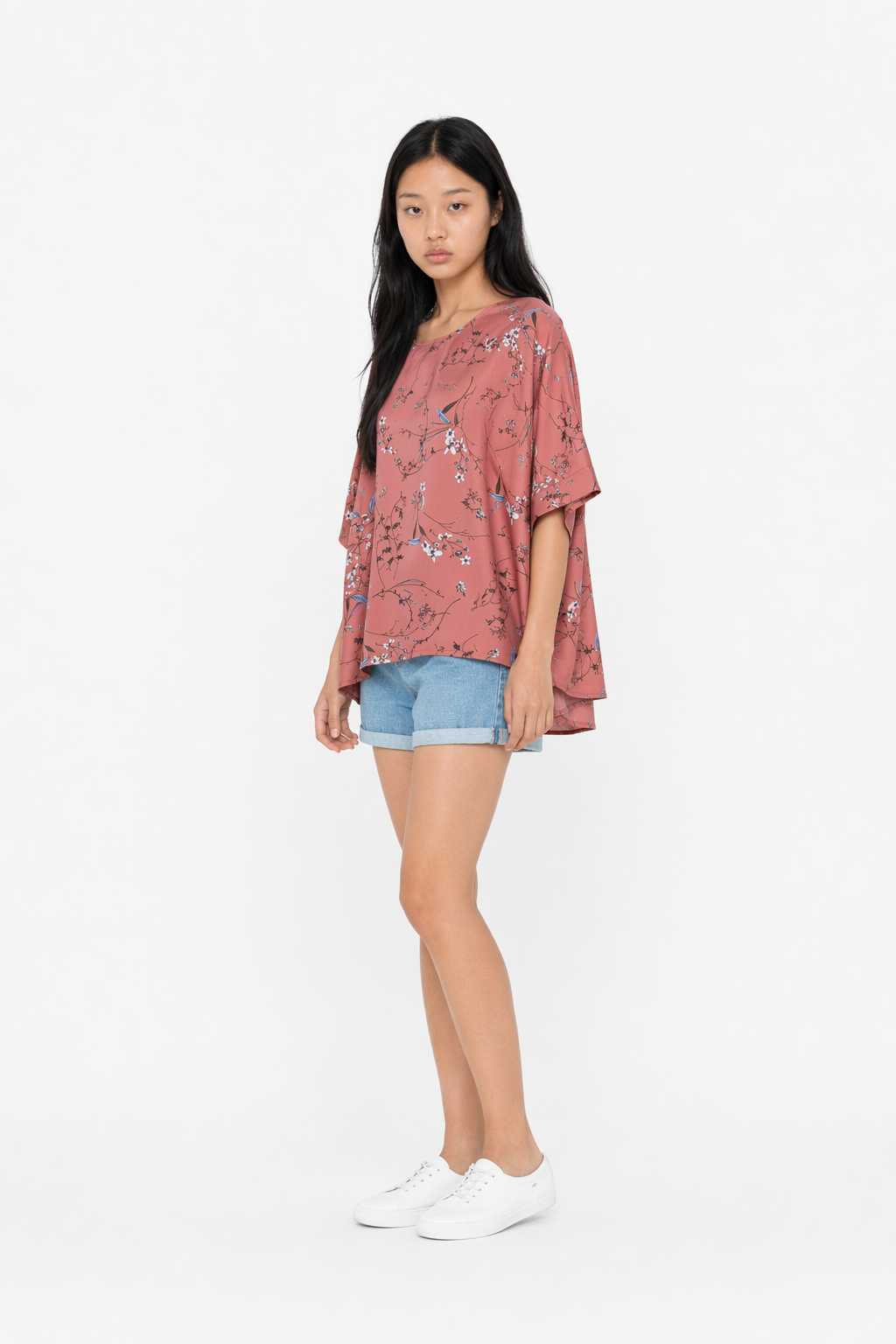 Floral Women's Oversized Blouse Pink