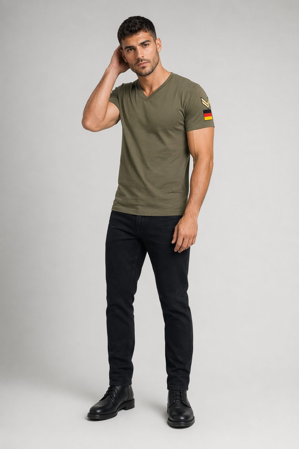 Army Badge Slim Fit Men's Tee Green