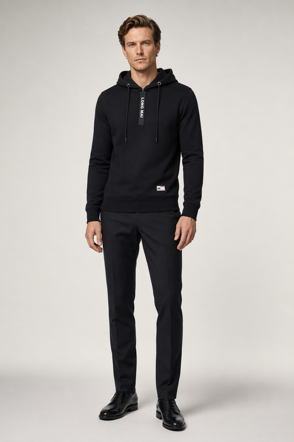 Zippered Men's Hooded Sweatshirt Black