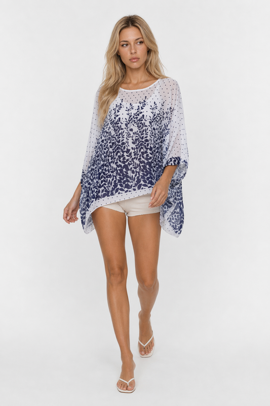 Lavender Floral Chiffon Tunic for Women Default