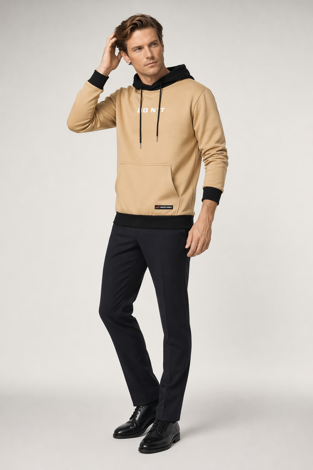 Men's Two Tone Hoodie - Emphasizing Style and Elegance Khaki