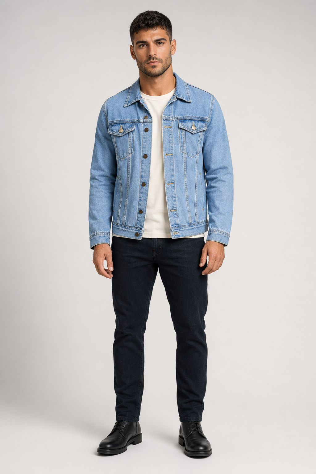 Trucker Style Men's Denim Jacket Light Blue