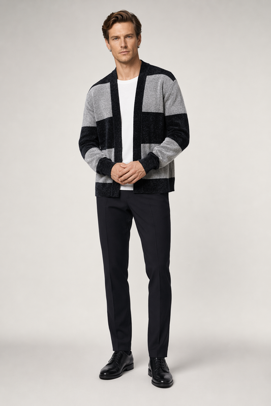 Horizontal Striped Men's Open-Front Cardigan Default