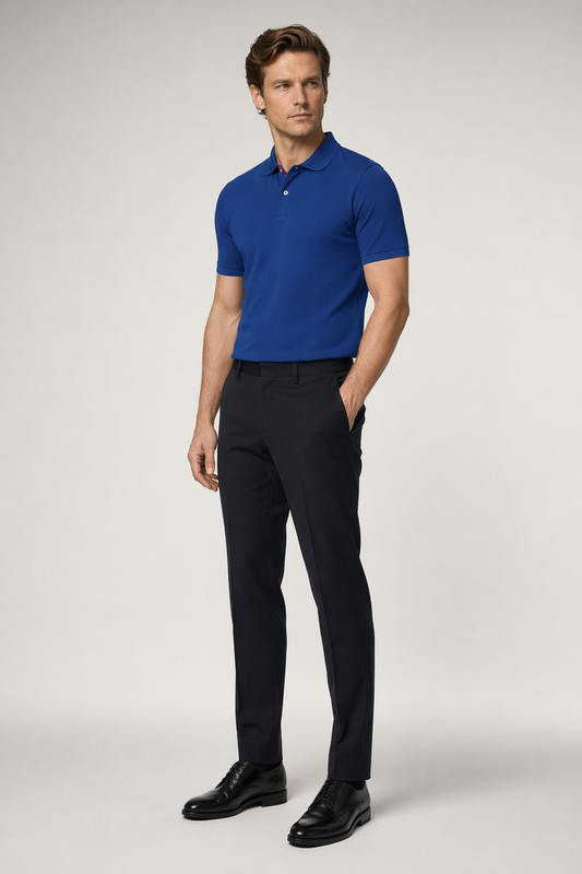 Casual Polo Shirt for Men with Short Sleeves Blue