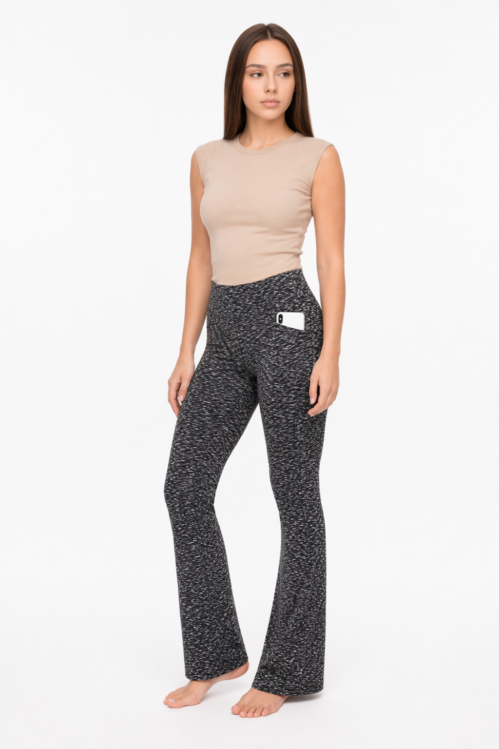 Flattering Straight Flare Yoga Leggings with a High Waist LZ-Dark Gray