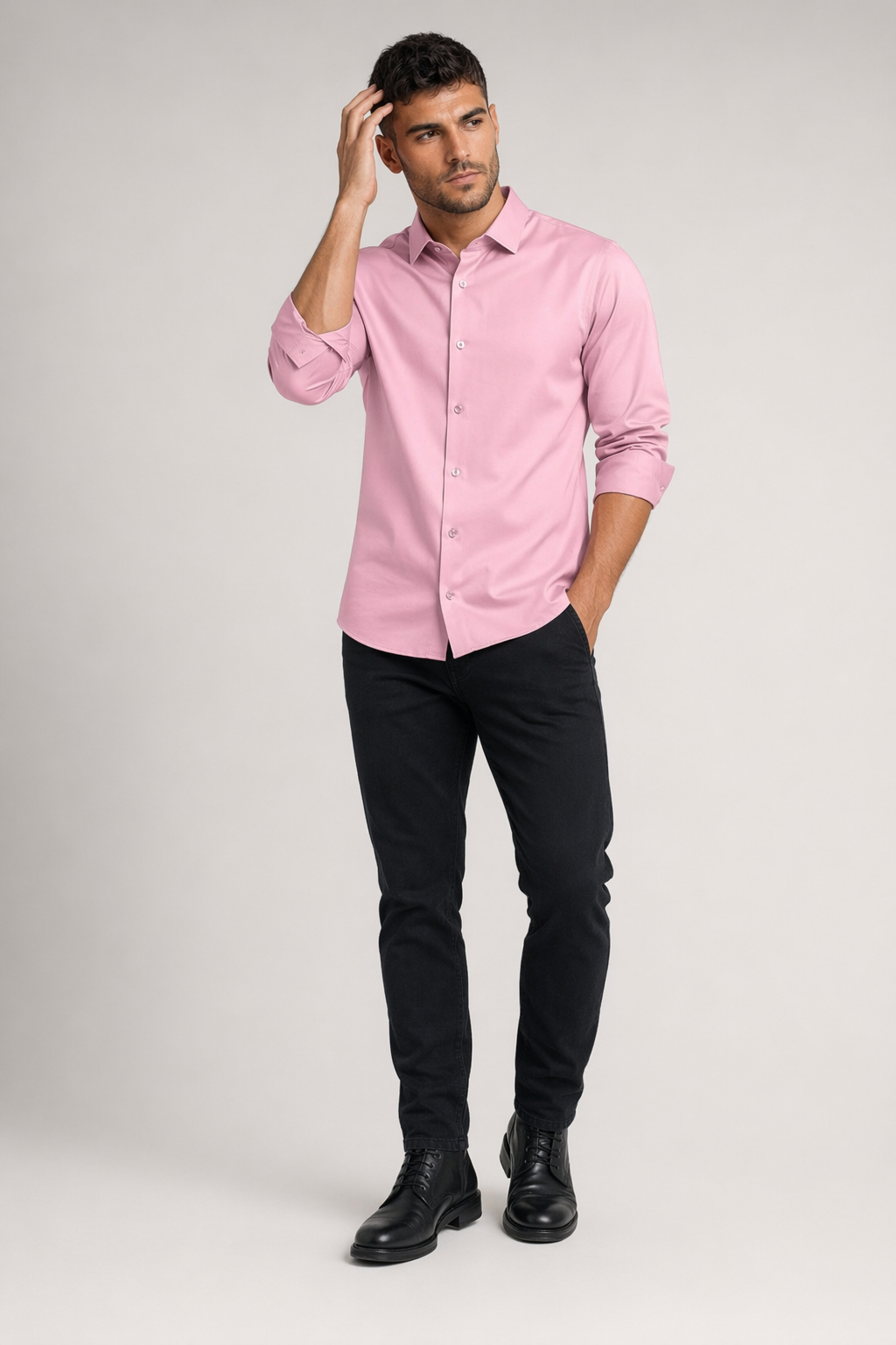 Wrinkle-Free Men's Shirt with Button Front 9