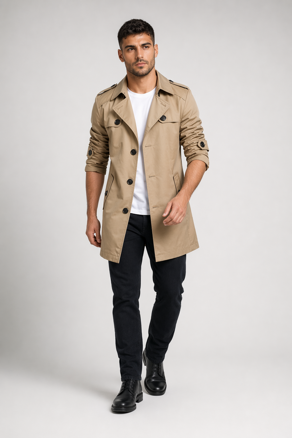 Men's Detachable Hooded Trench Coat Default