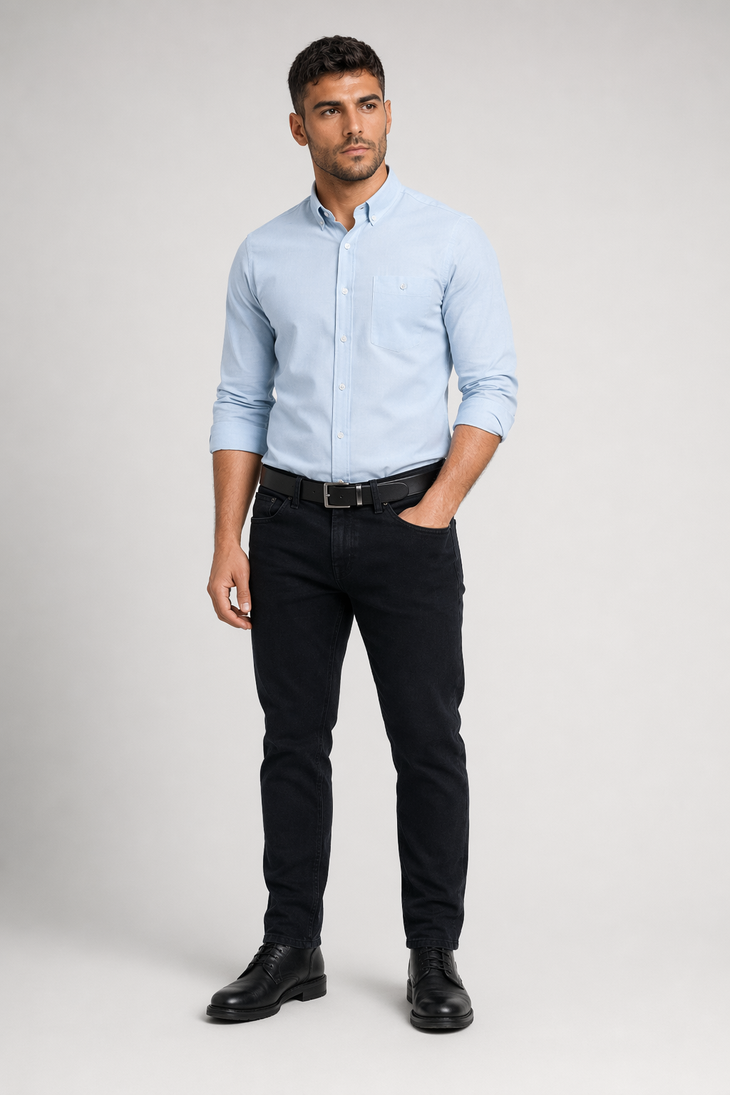Classic Men's Shirt with Button Front Sky Blue
