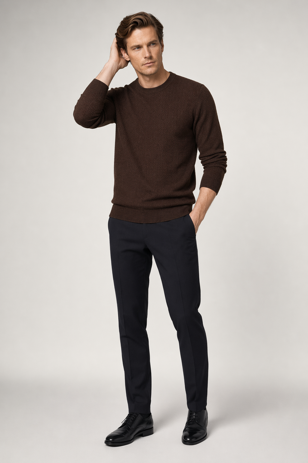 Long Sleeve Casual Men's Shirt Brown