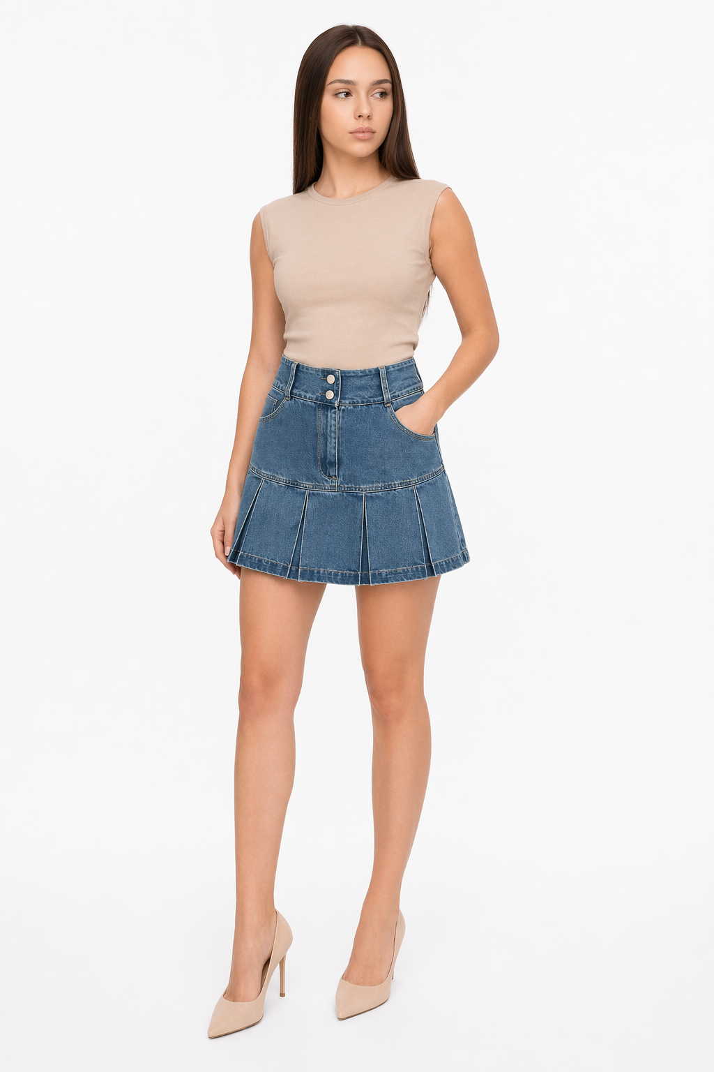 High Waisted Mini Denim Skirt for KPOP Lovers Default