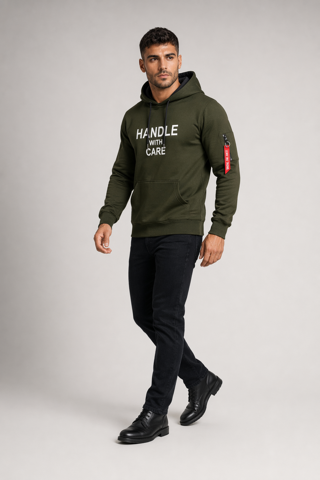 Street Style Hoodie for Men Army Green