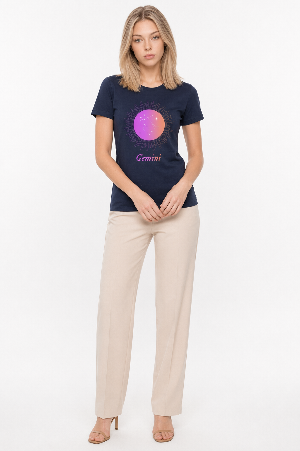 Gradient Zodiac T-Shirt for Women Navy