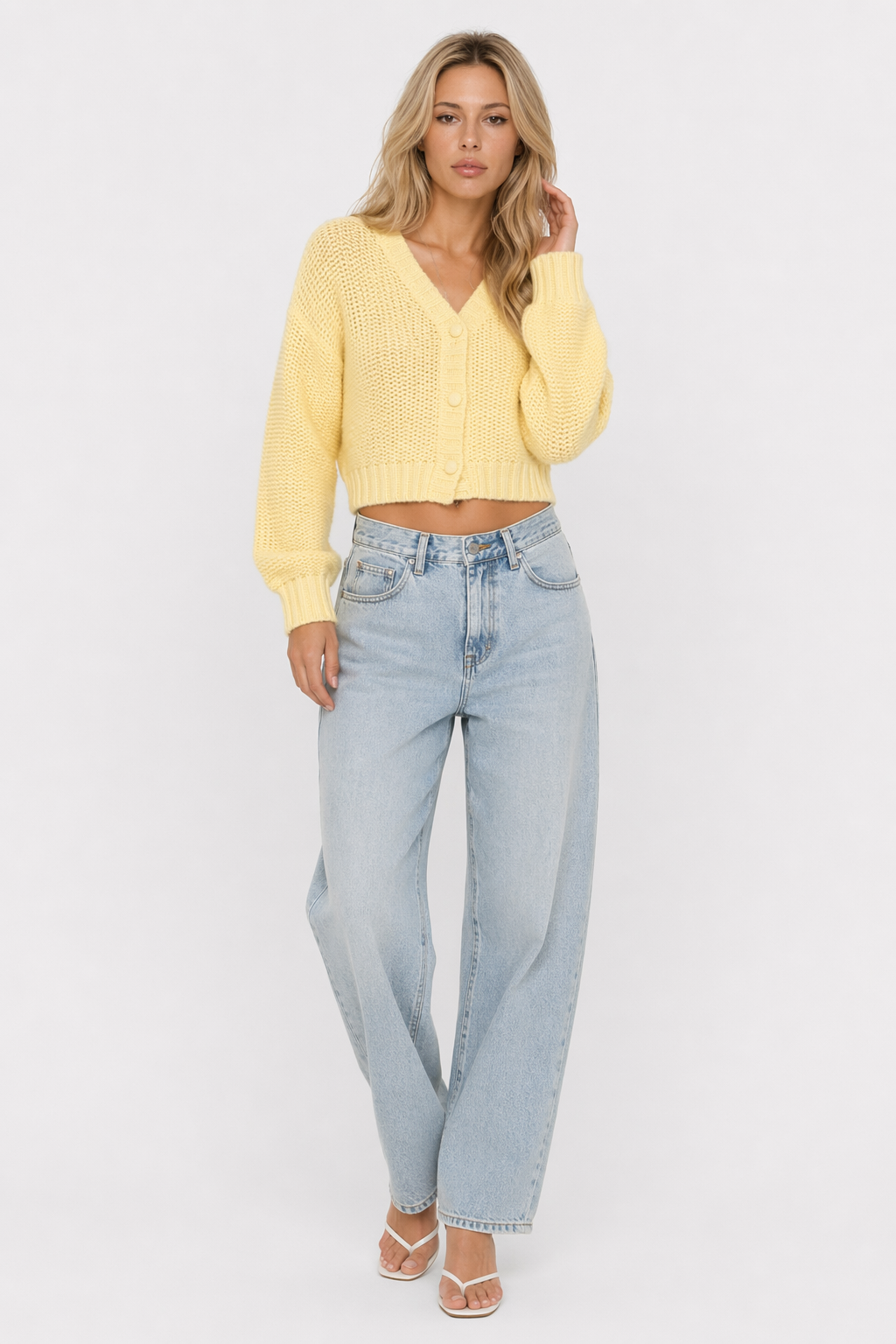 Slim Fit Short Cardigan for Women Yellow