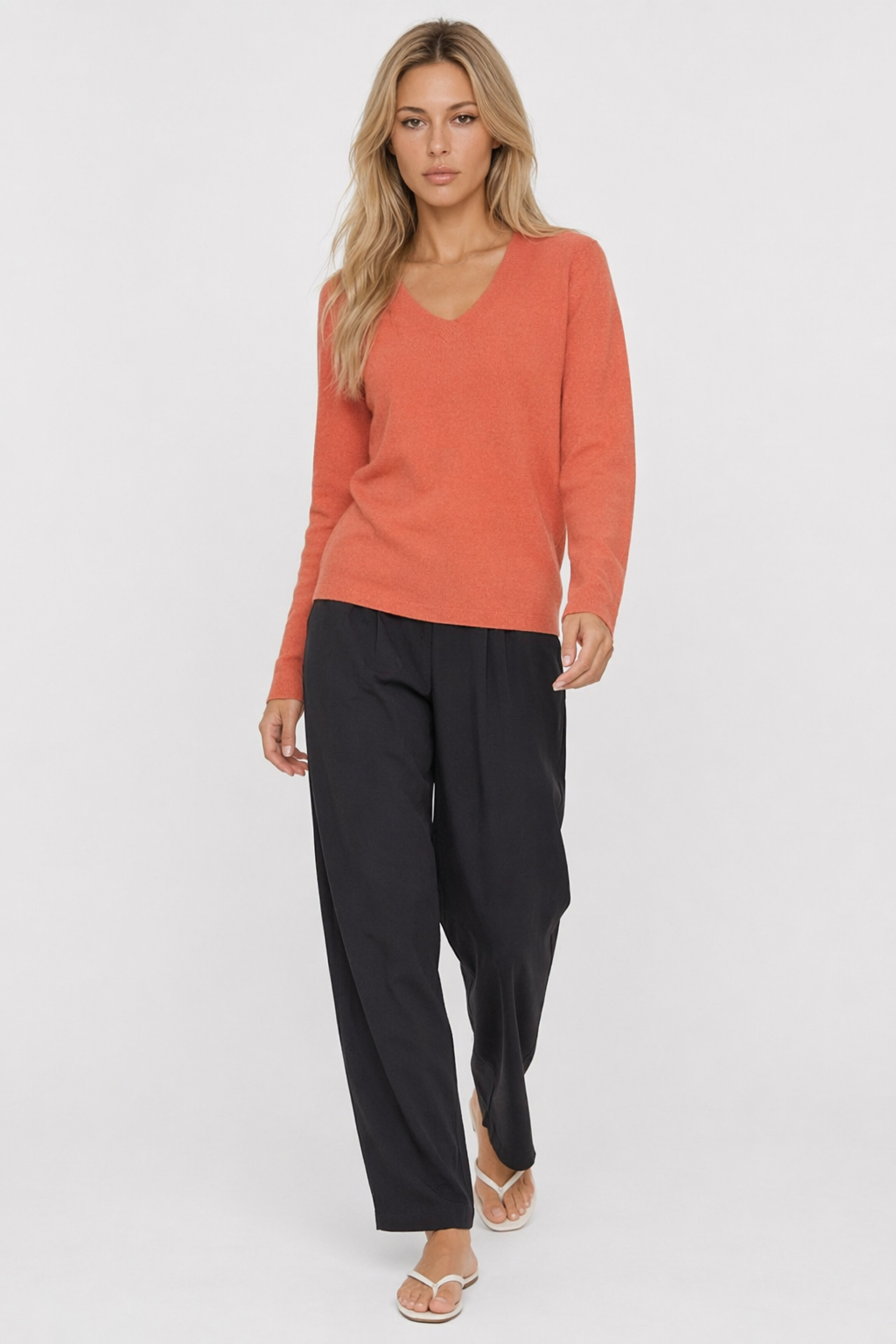 Casual Ladies V-Neck Pullover Sweater Default