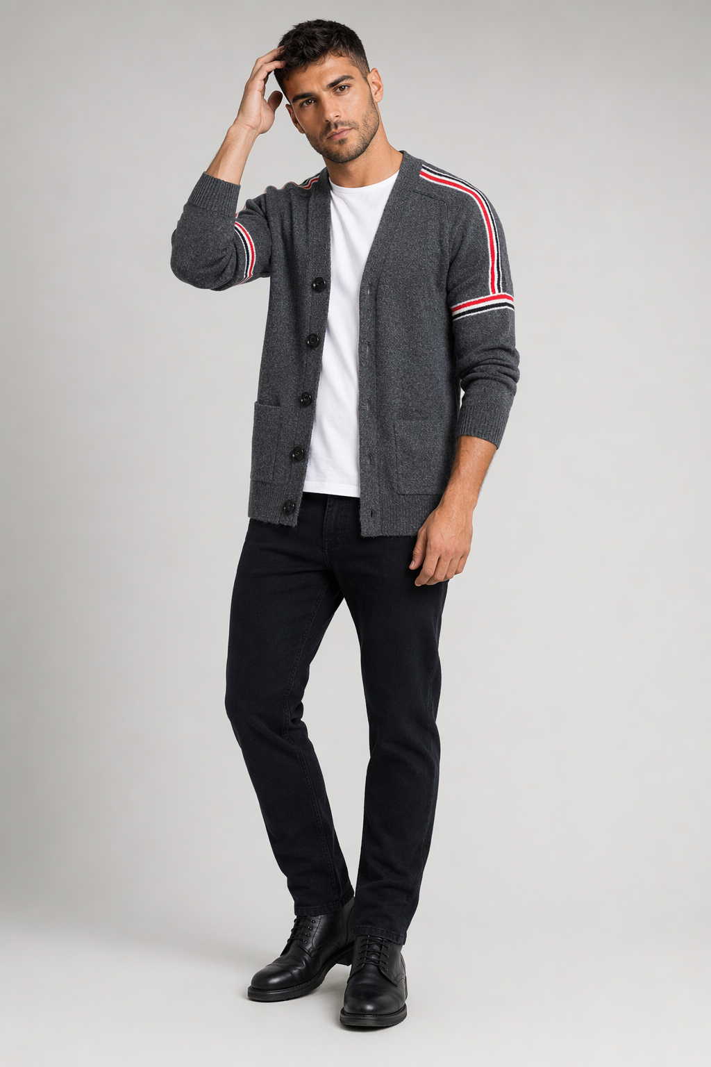 Colorful Striped Men's Cardigan Dary Gray