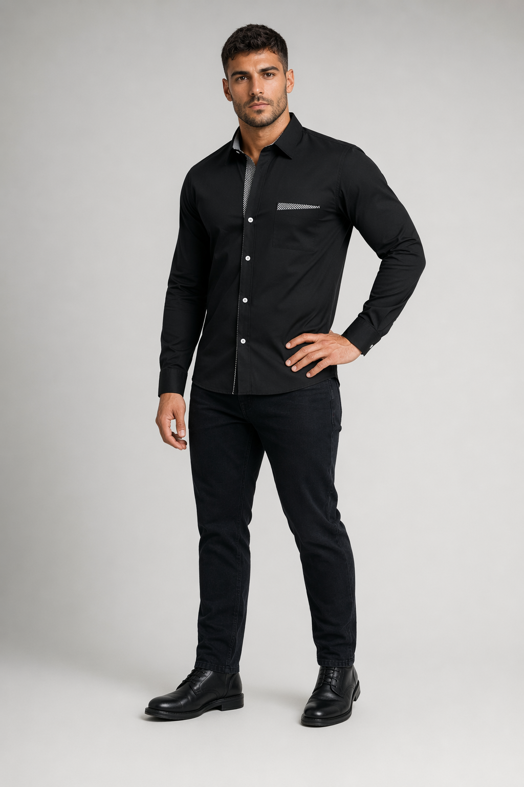 Plus Size dress shirt Black