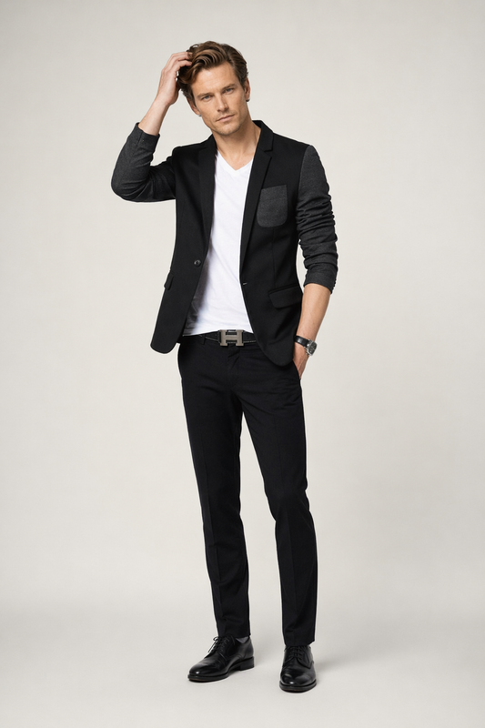 Slim Fit Two-Tone Casual Blazer for Men Default