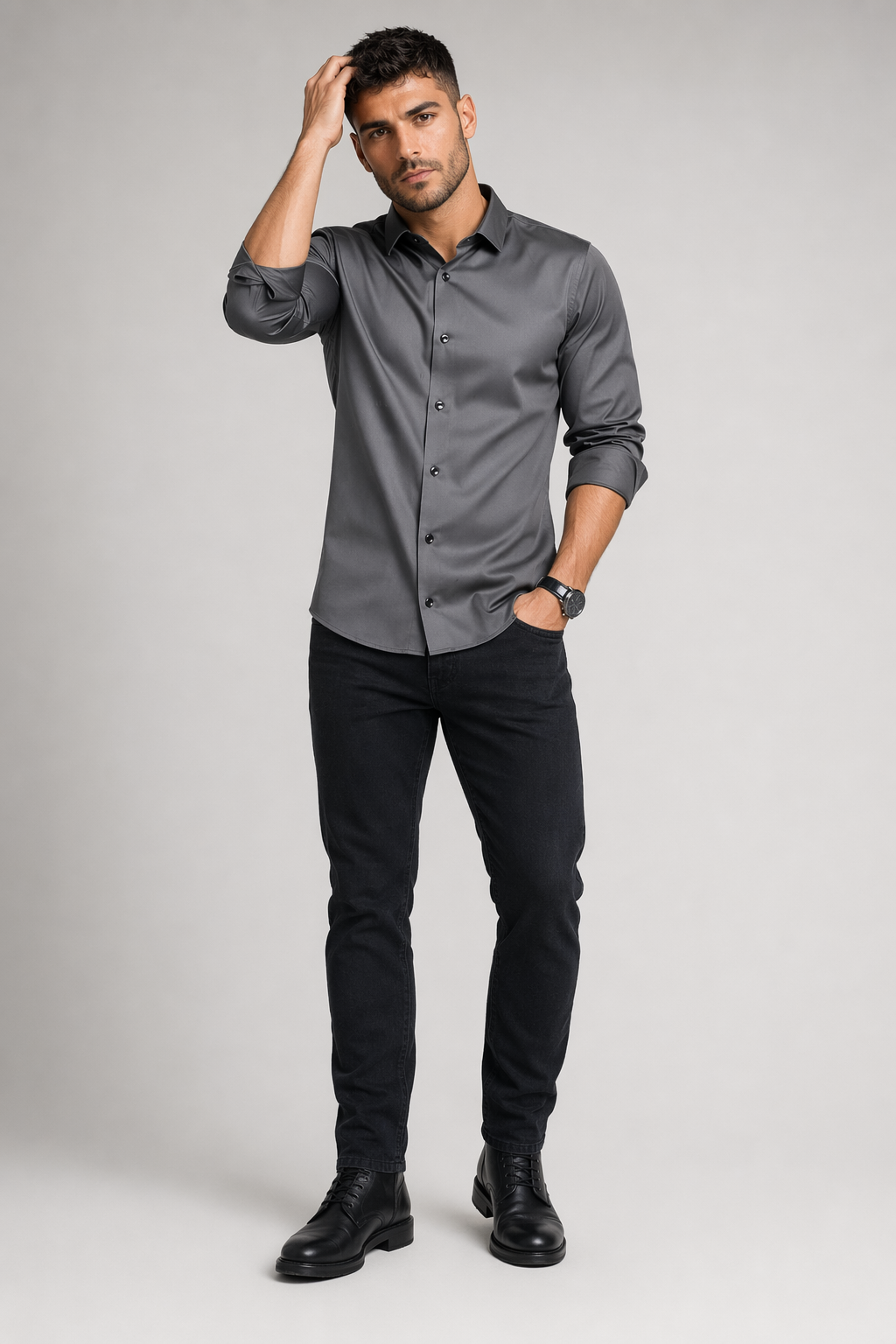 Wrinkle-Free Men's Shirt with Button Front 5