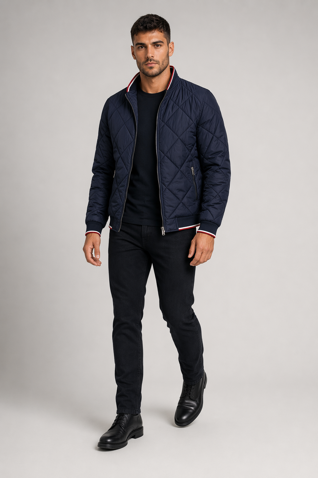 Quilted Jacket for Men - A Stylish Bomber Navy