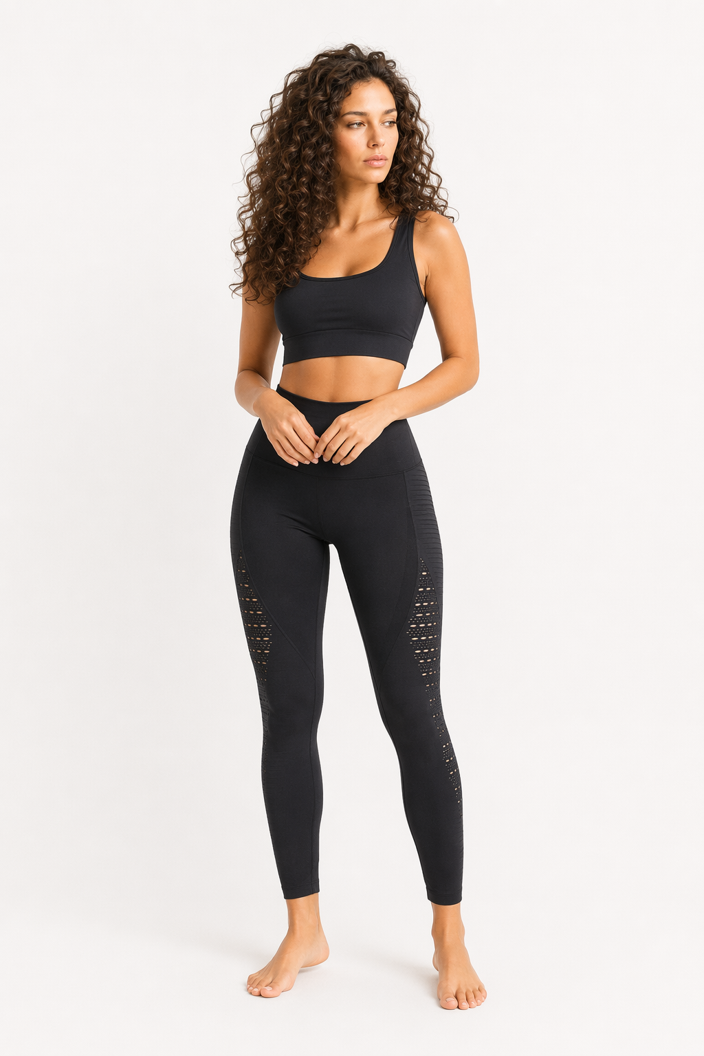 Slim Fit Yoga Leggings for Women with High Elastic Waist and Breathable Fabric Black