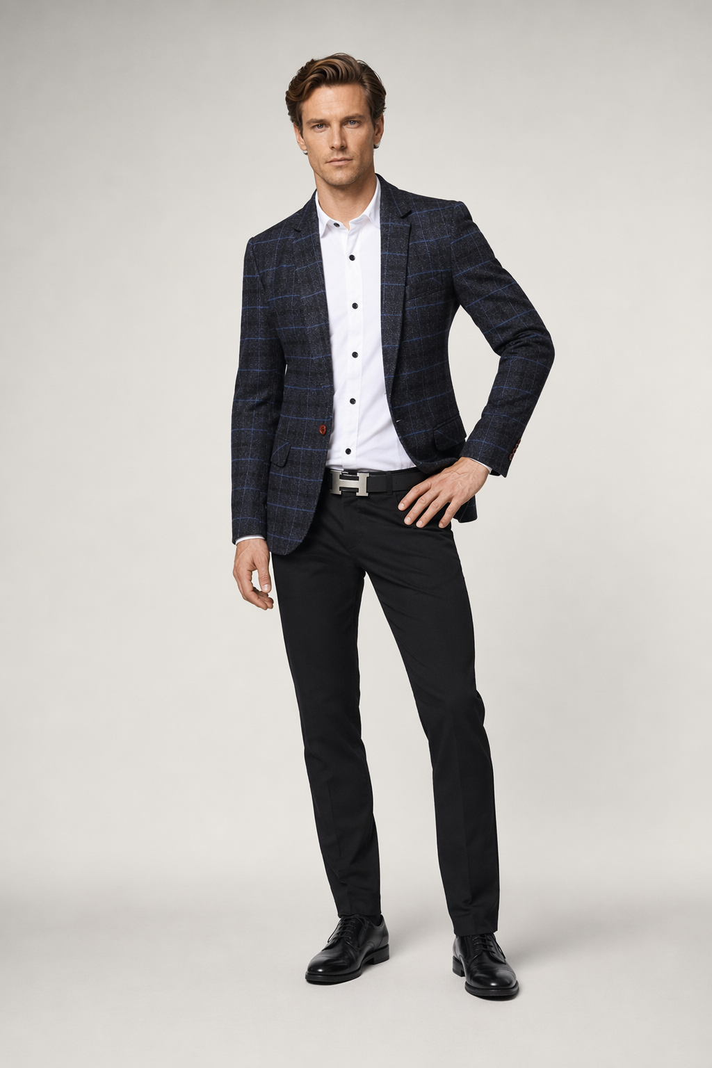 Plaid Mix Men's Jacket Navy