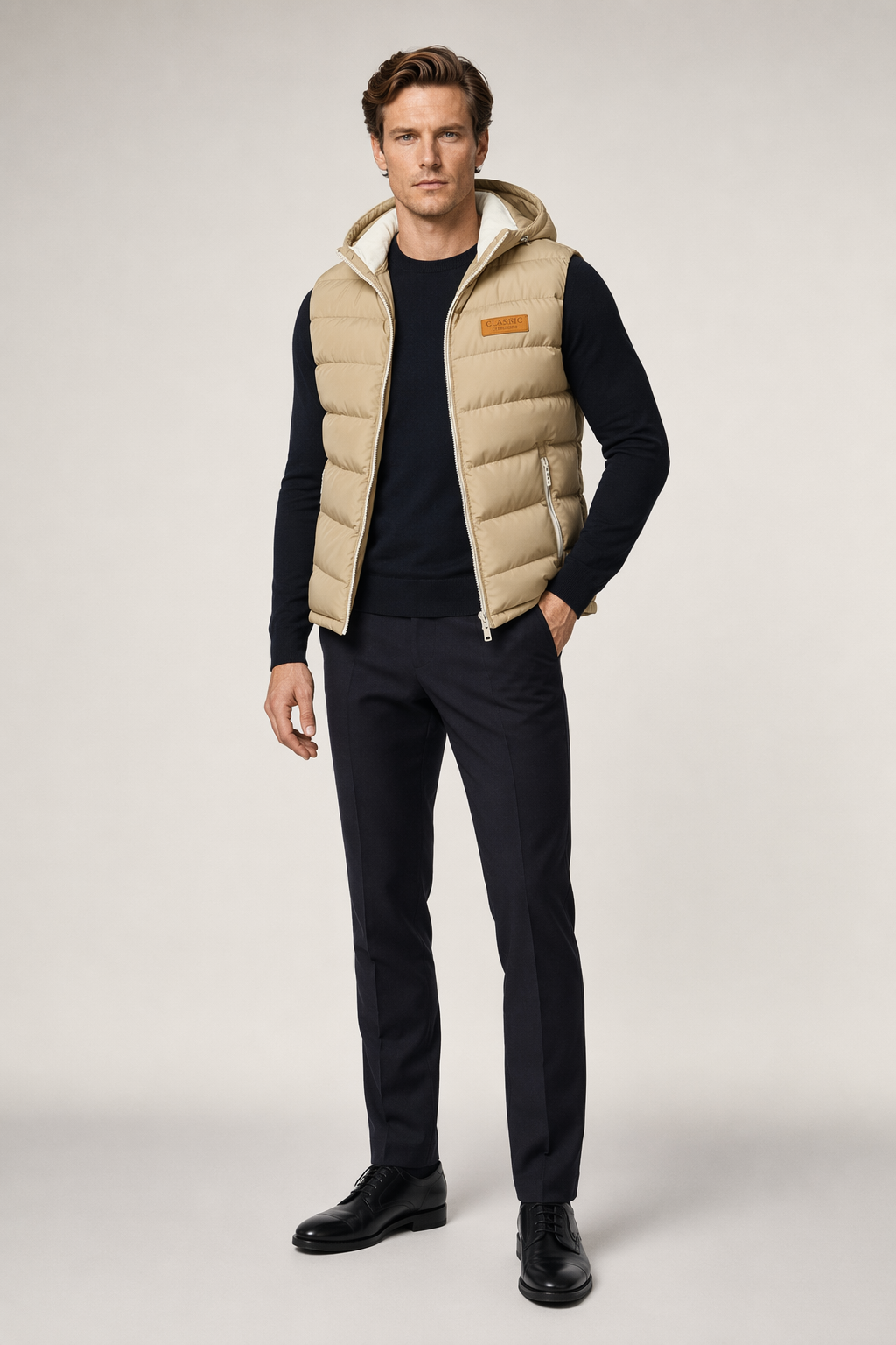 Ultra Cozy Winter Hooded Puffer Vest for Men in Khaki Default