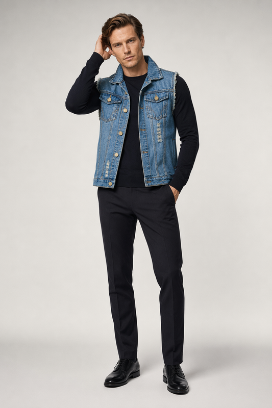 Street Style Denim Vest for Men Default