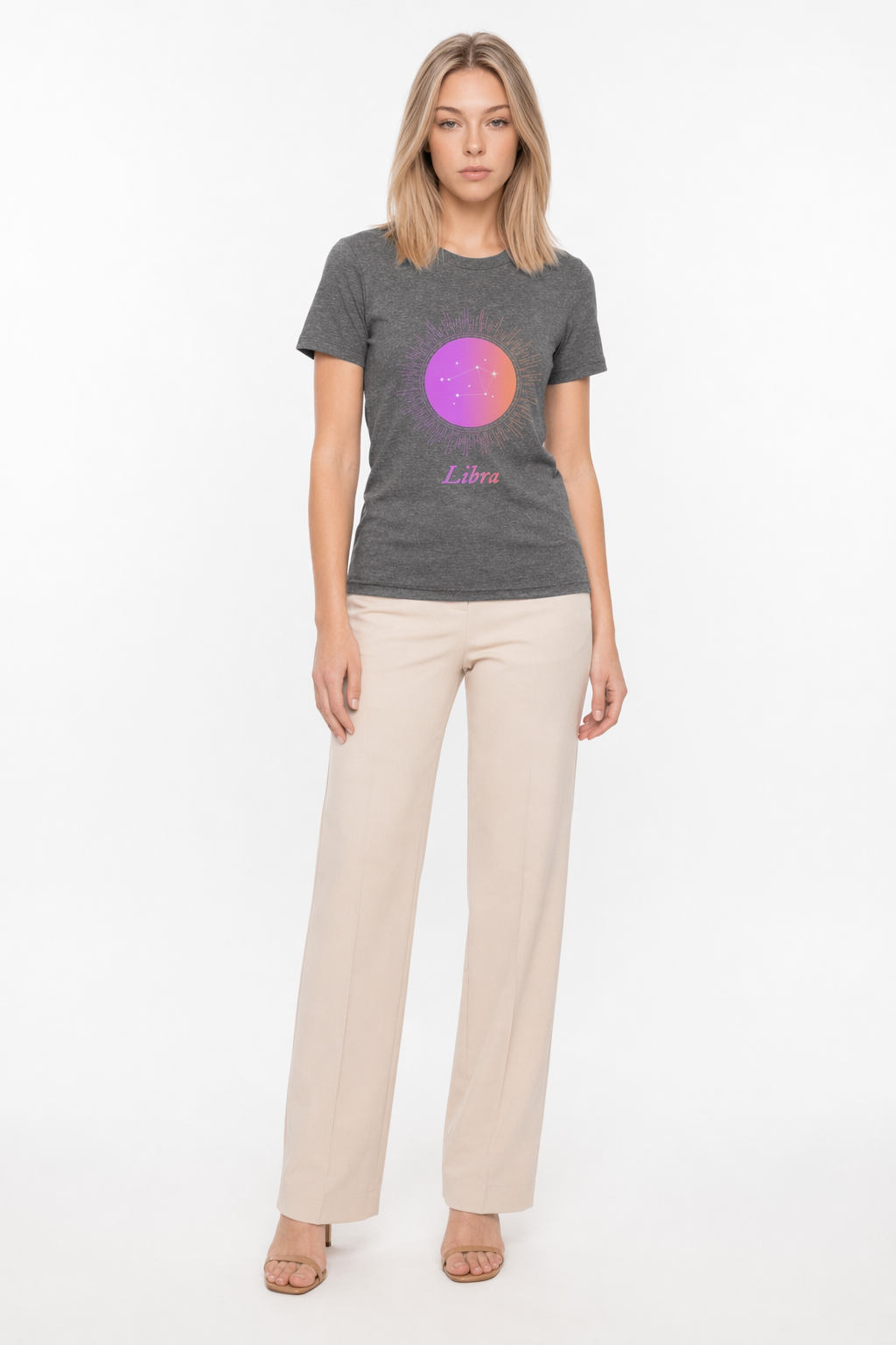 Gradient Libra T-Shirt for Women - Horoscope Zodiac Sign Deep Heather