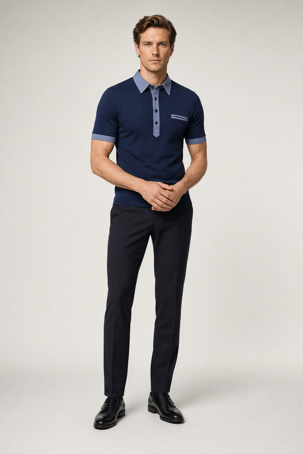 2-colored Dress Polo Shirt Navy