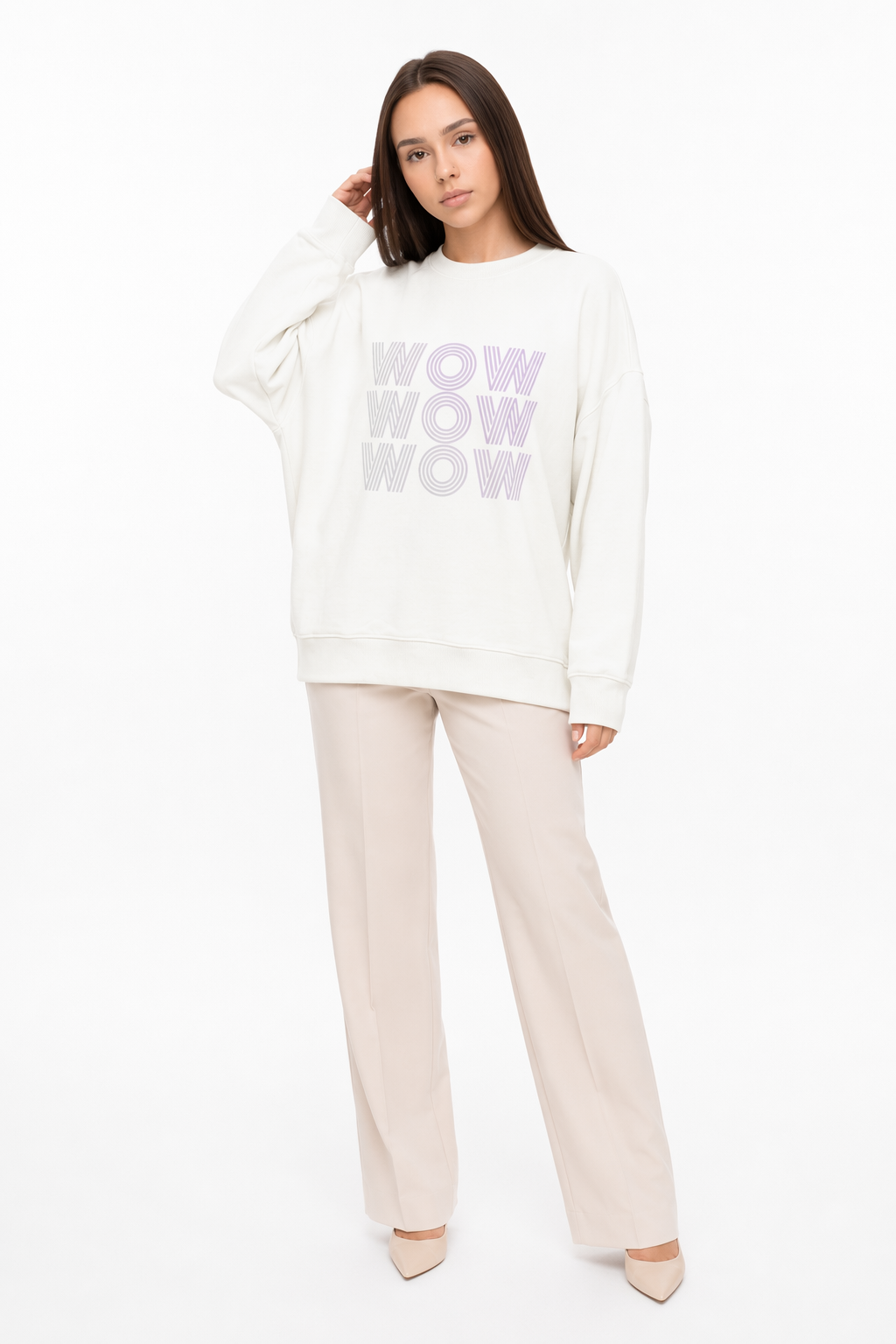 Wow Logo Sweatshirt for Women White