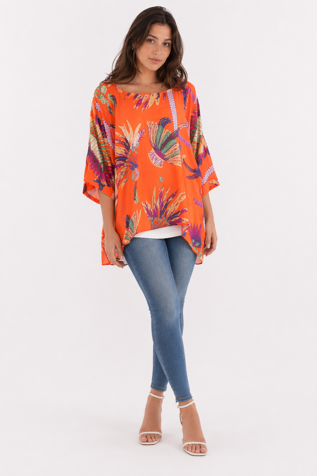 Tropical Chiffon Tunic Top for Women with a Relaxed Fit Default