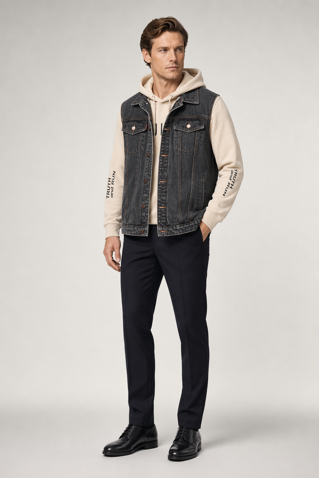 Denim Vest for Casual Men's Wear BLACK