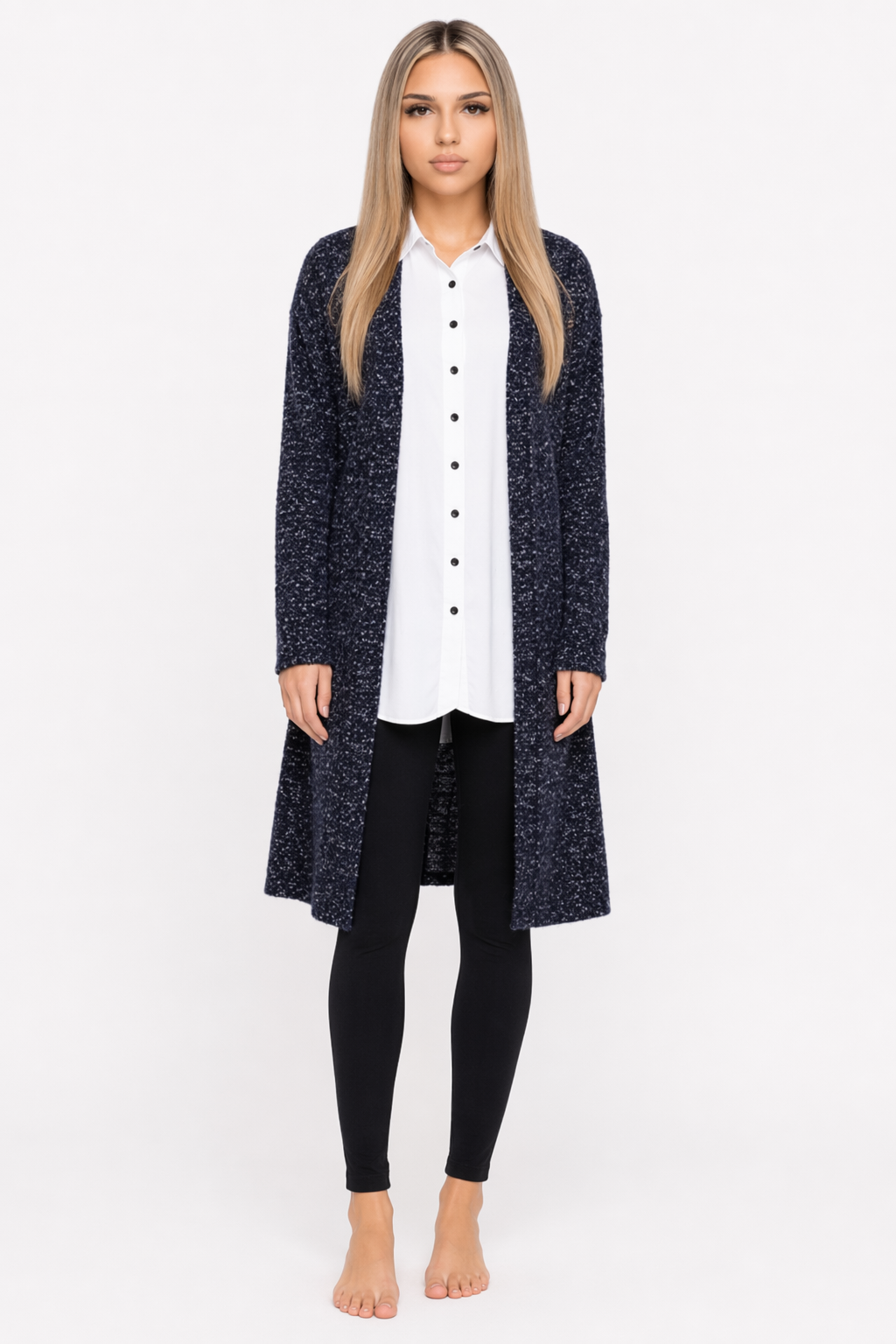 Navy Cardigan for Women - Mid-Length Stylish Outerwear Default