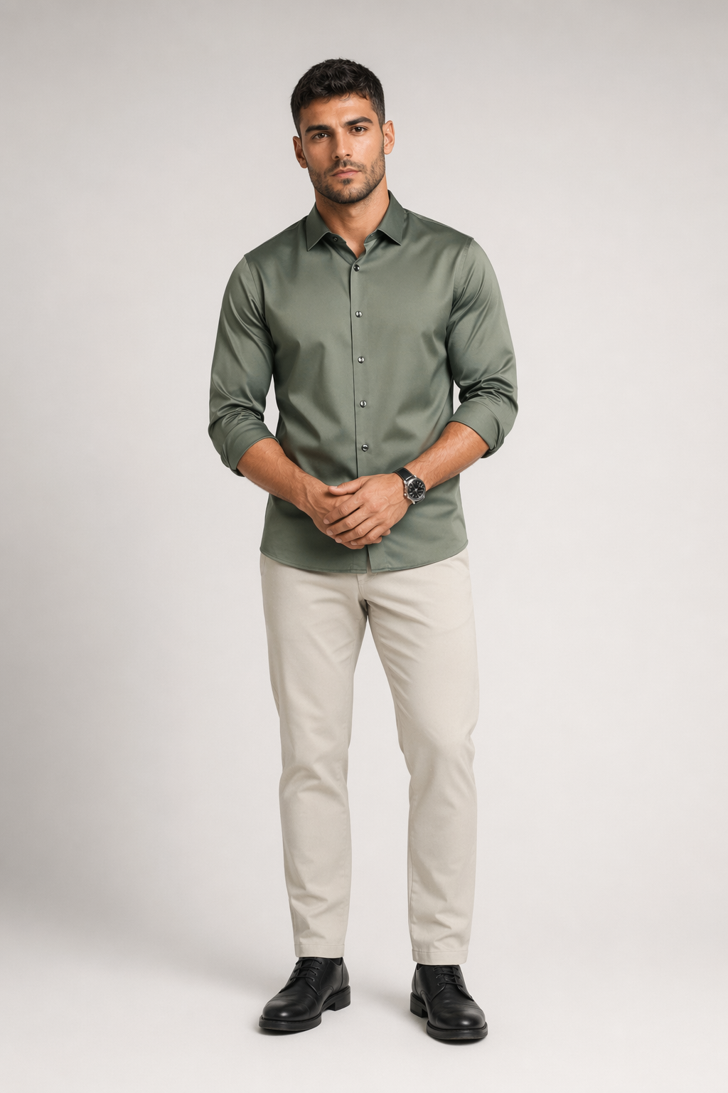 Wrinkle-Free Men's Shirt with Button Front 11