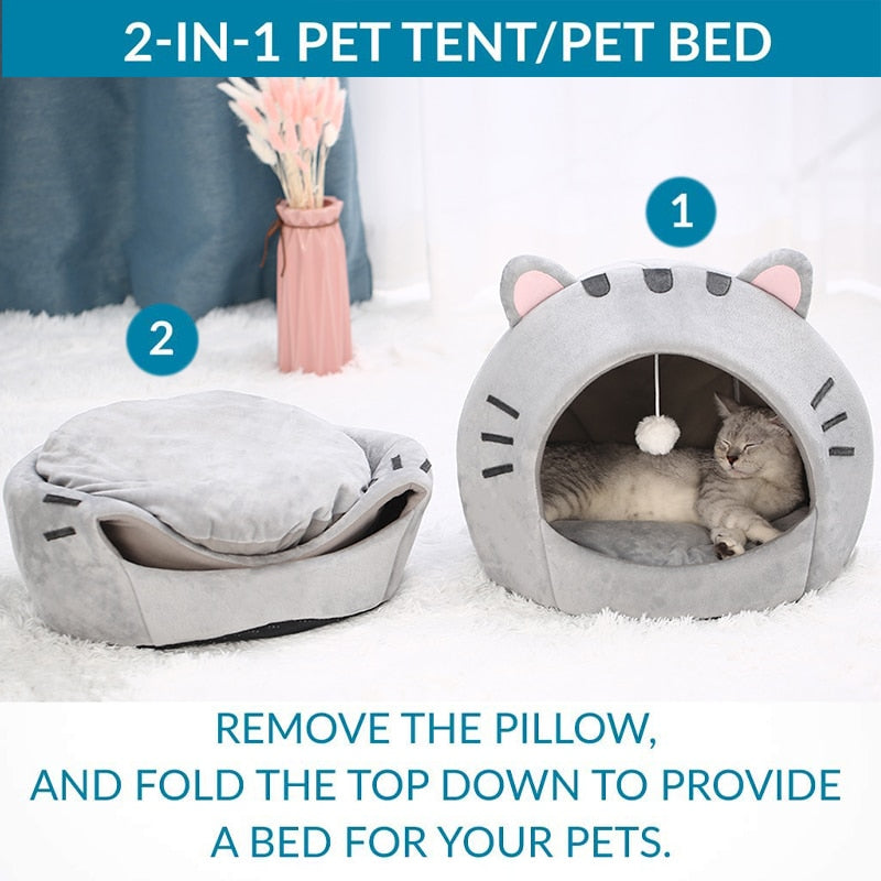 Pet House with Charming Feline Mouth Design