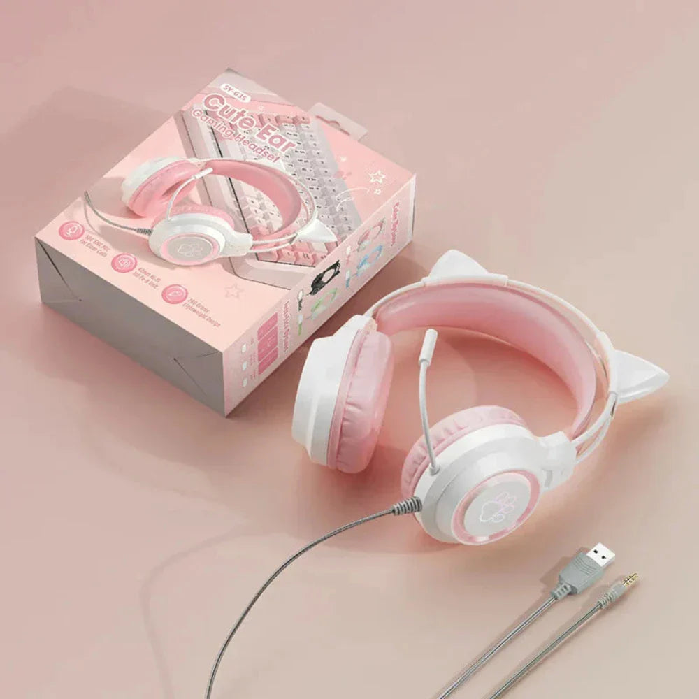 Headphones with LED Cat Ears that Light Up and Move in Sync with Music
