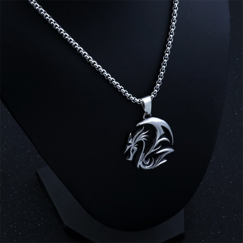 Circular Serpent Charm Necklace