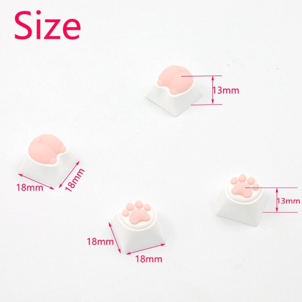 Set of 4 Keycaps with Feline Paws Design