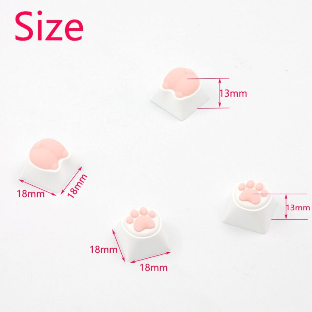 Set of 4 Keycaps with Feline Paws Design