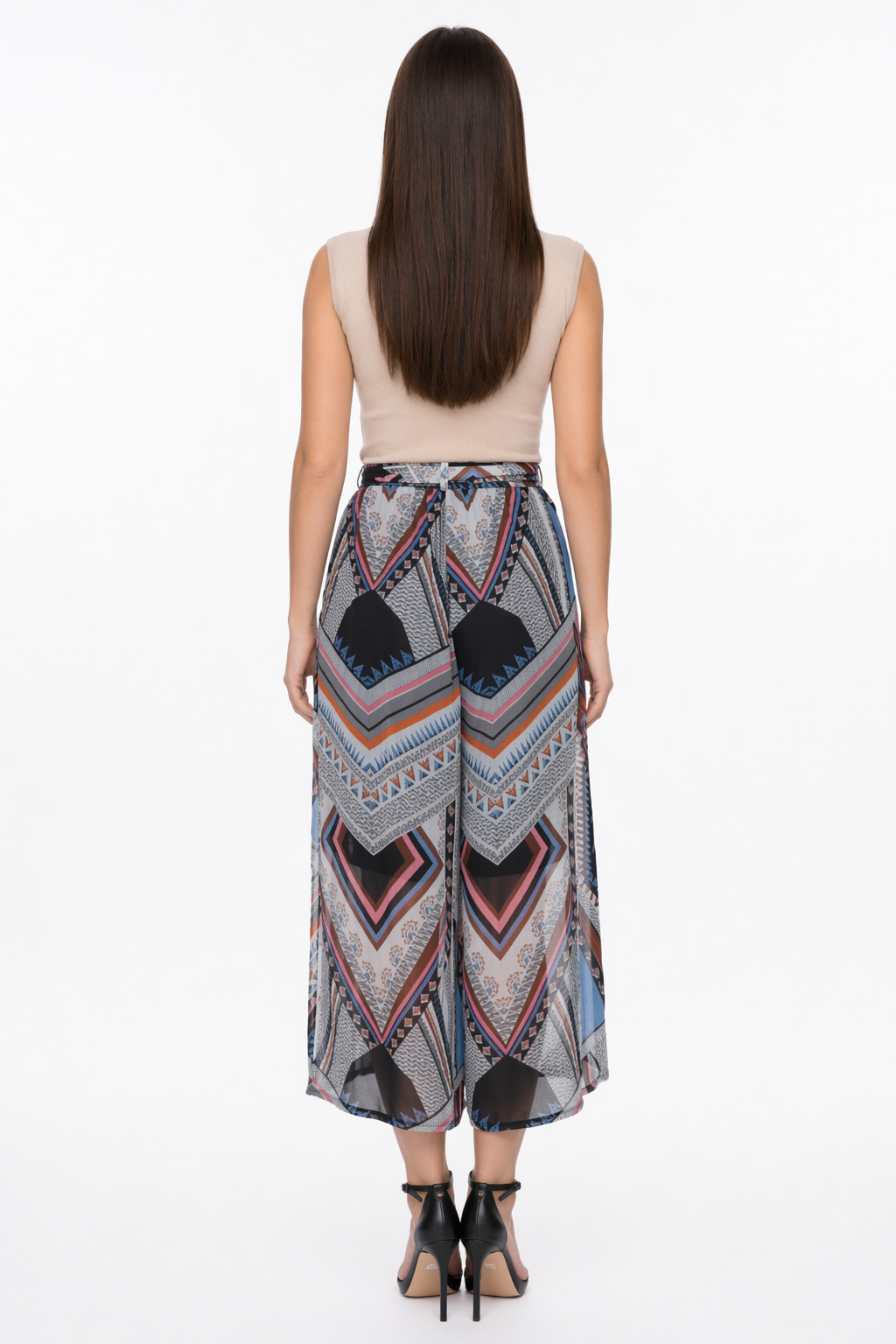 Flowing Patterned Wide-Leg Trousers Default