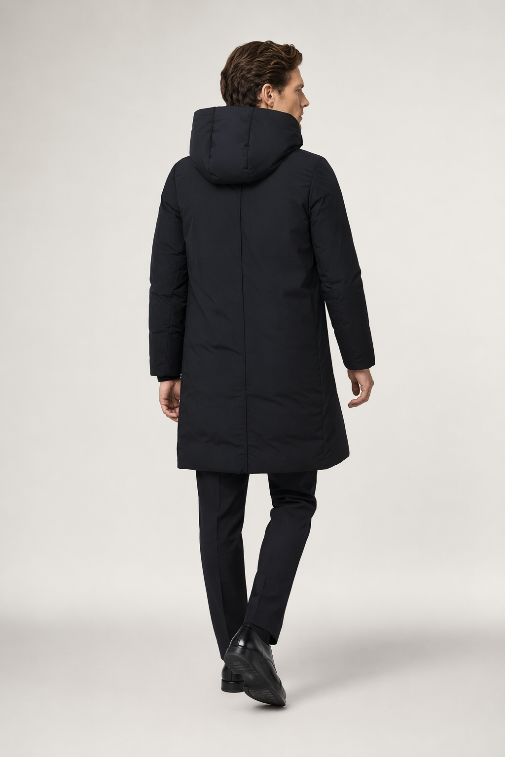 Mid-Length Hooded Men's Puffer Jacket Black