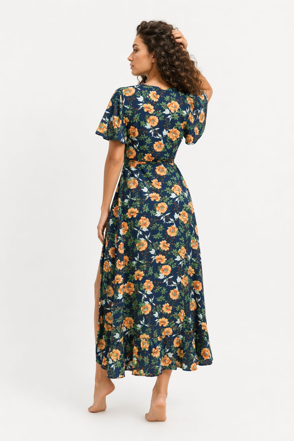 Floral Ruffle Wrap Dress for Women's Summer Fashion Default