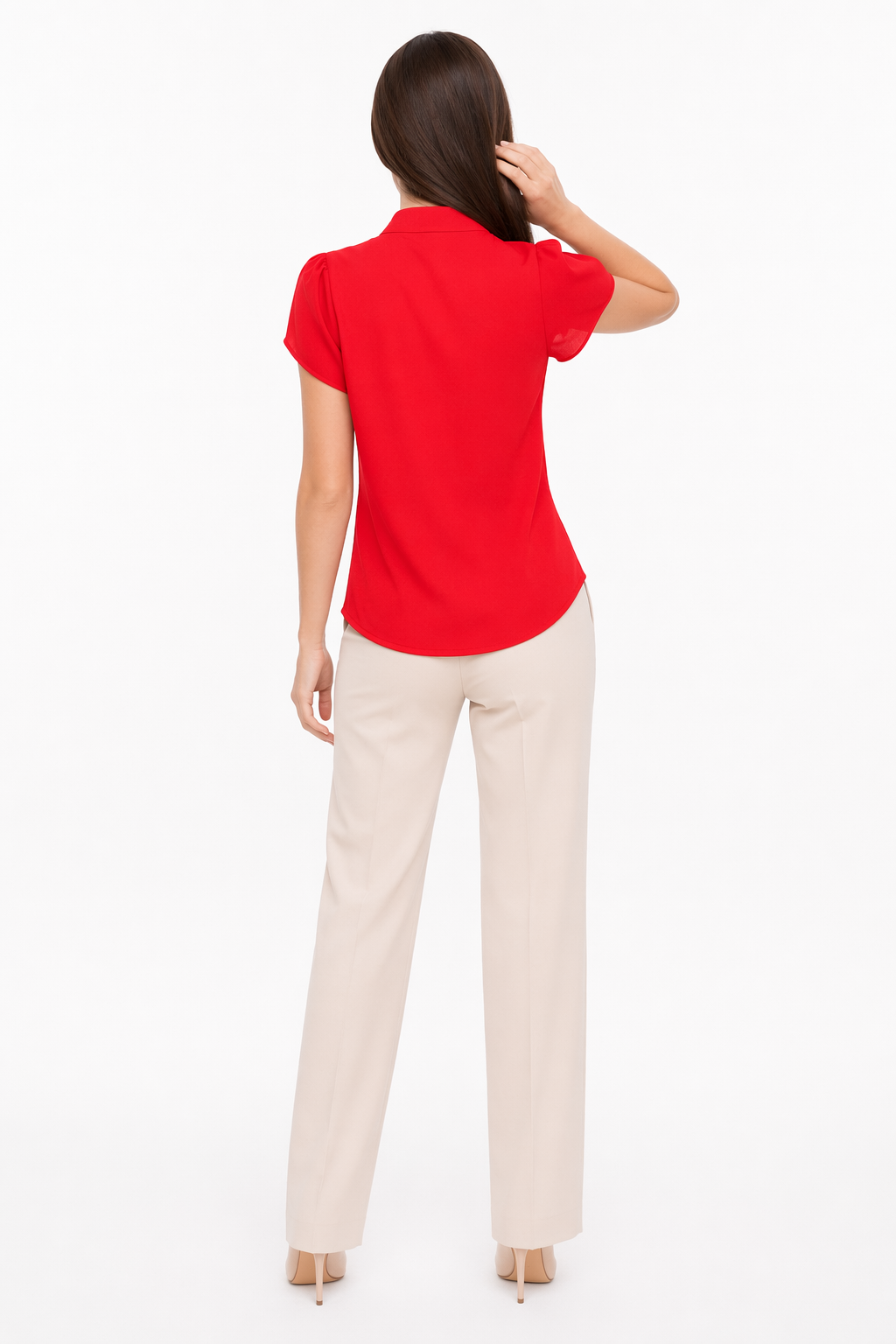 Slim Fit V-Neck Blouse for Women Red