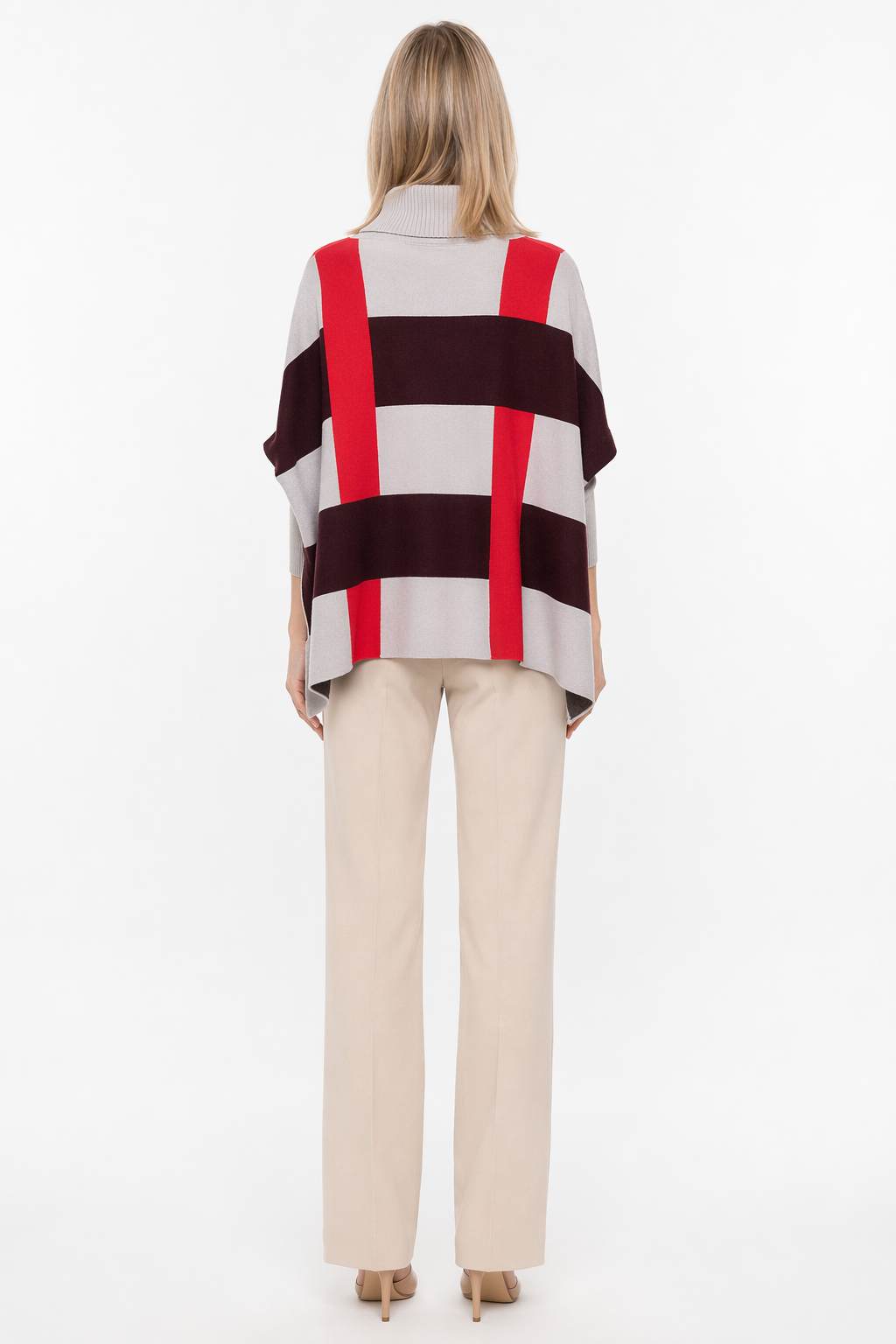 Plaid Striped Women's Sweater Cape Default