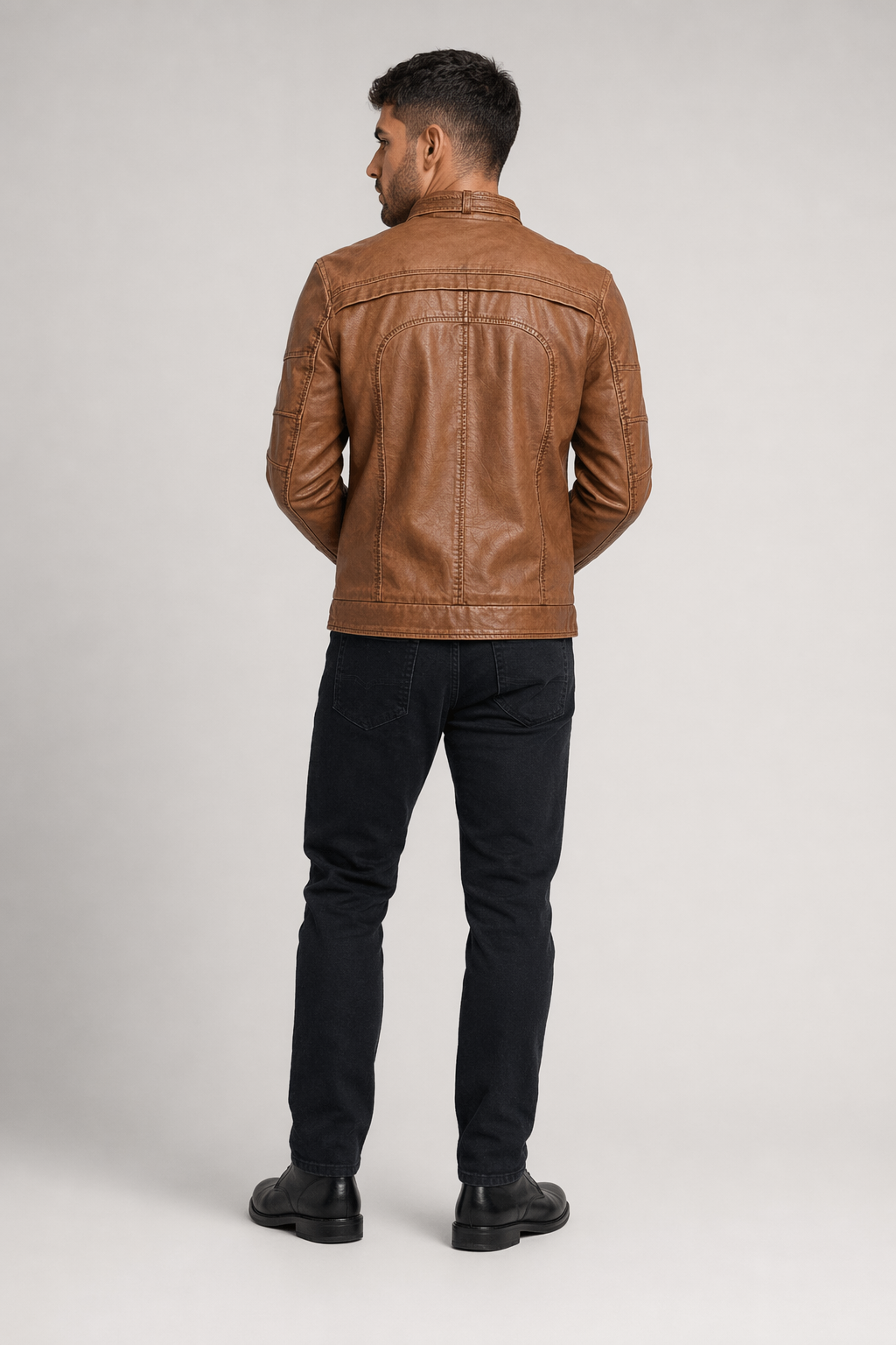Faux Leather Jacket for Men - Bomber Style Default