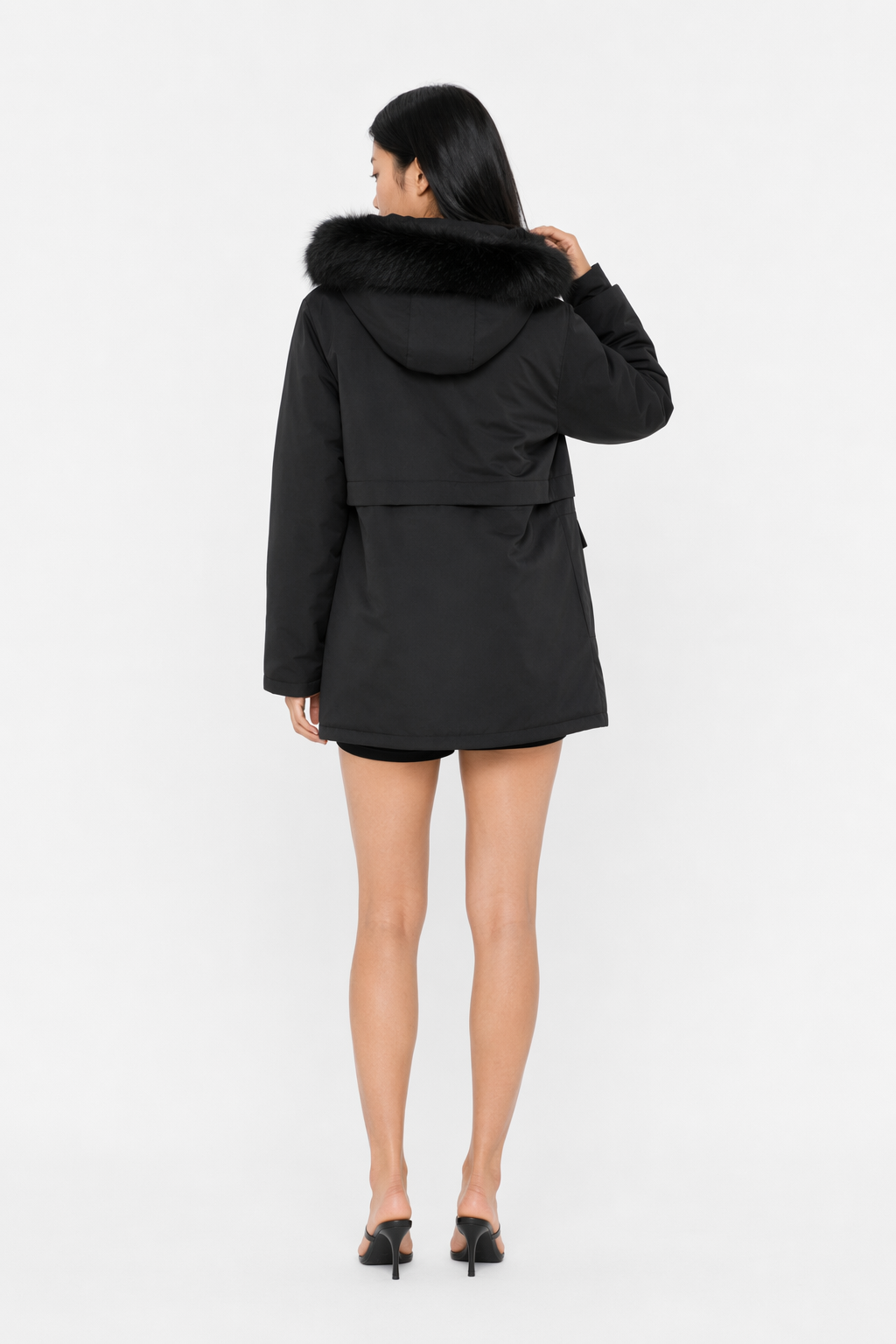 Black Hooded Winter Puffer Jacket for Women Default