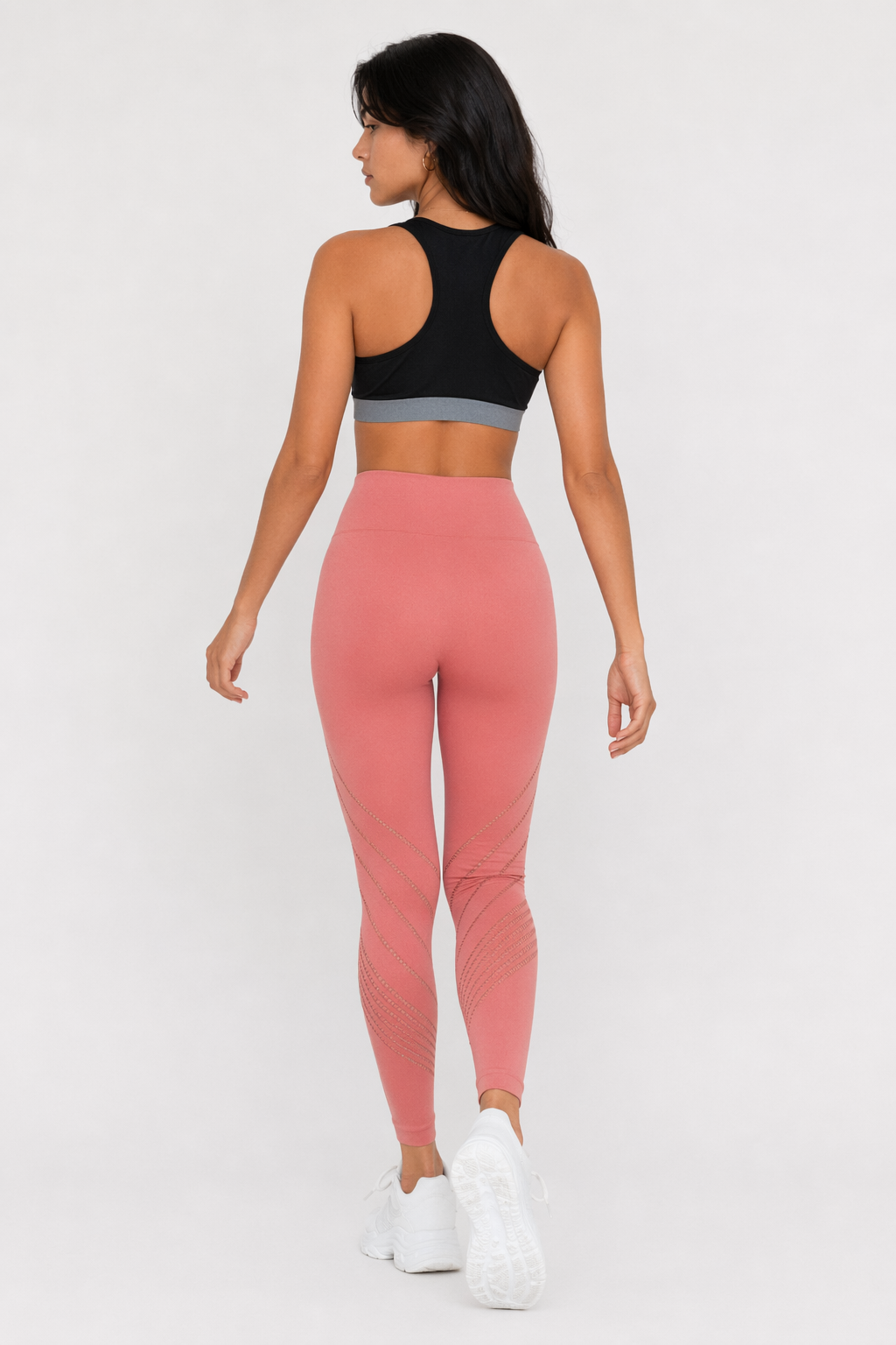 Stretchy Stripes High Waist Yoga Leggings Pink
