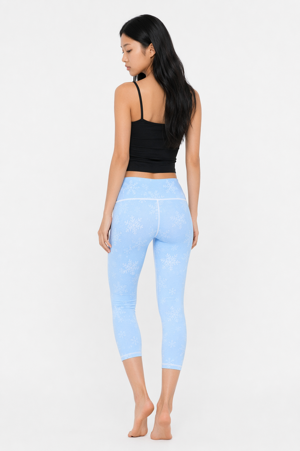 Slim Fit High Waist Floral Yoga Leggings for Women Blue