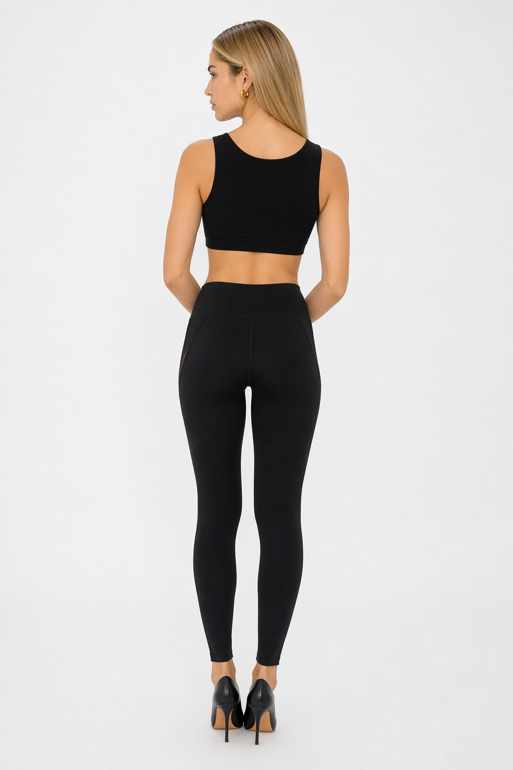 Slim-Fit Yoga Leggings with Mesh Detailing for Women Default